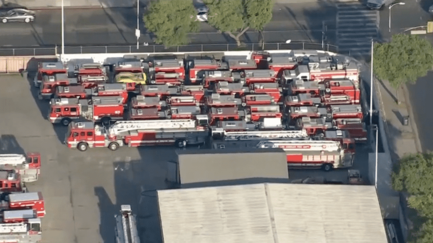 Dozens of fire trucks and ambulances are awaiting repair at a maintenance yard in Lincoln Heights.